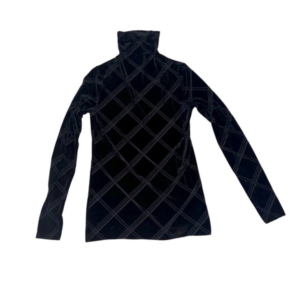 NWOT Club Monaco Women's Black Burnout Velvet Turtleneck Size L Long Sleeve - Picture 1 of 5